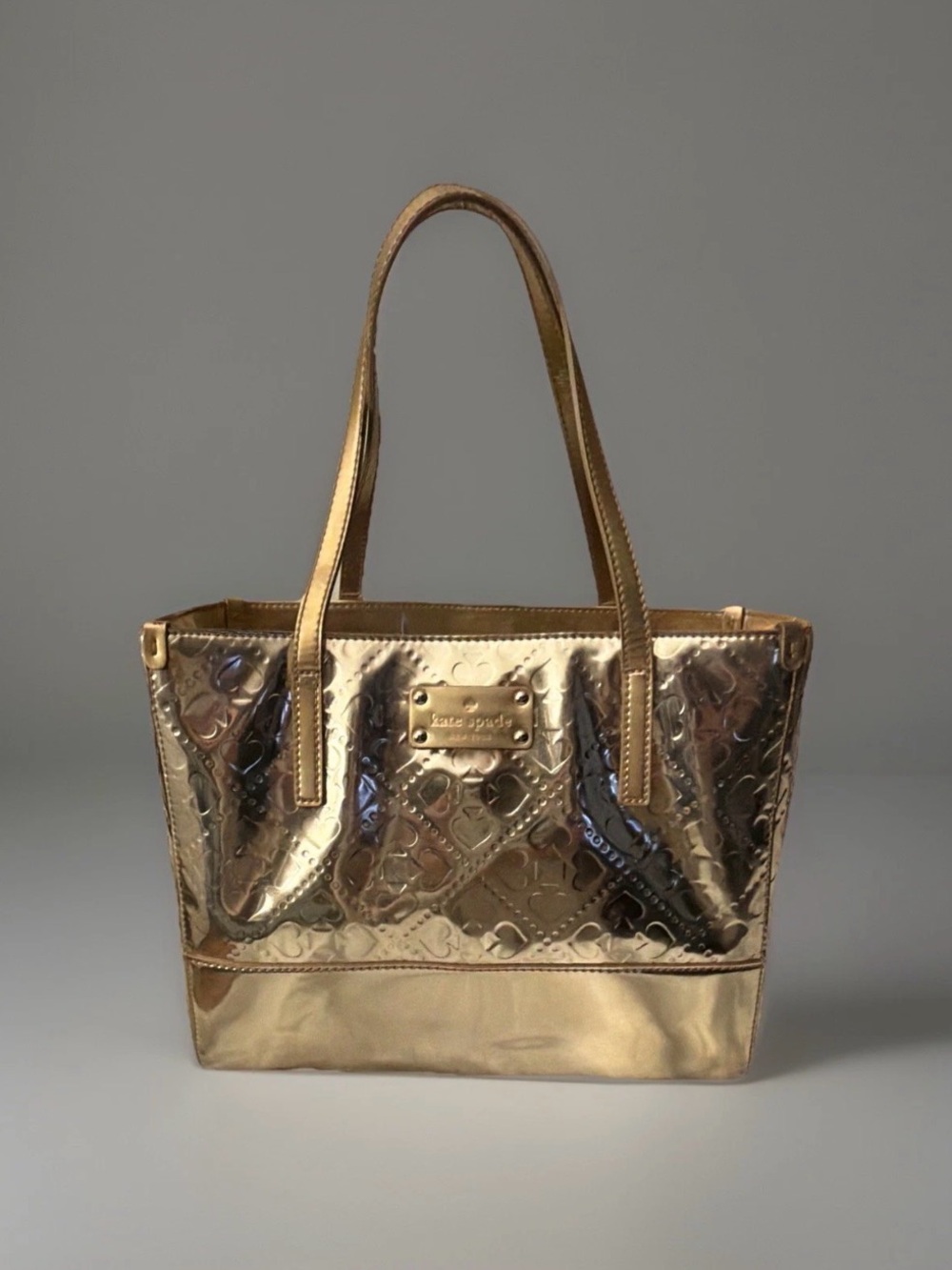 kate spade Metallic Gold Patent Embossed Tote